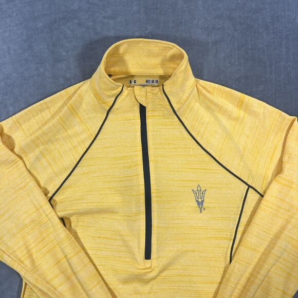 Arizona State Univ ASU Under Armour Women's Medium Yellow Qtr 1/4 Zip Pullover - Picture 2 of 7